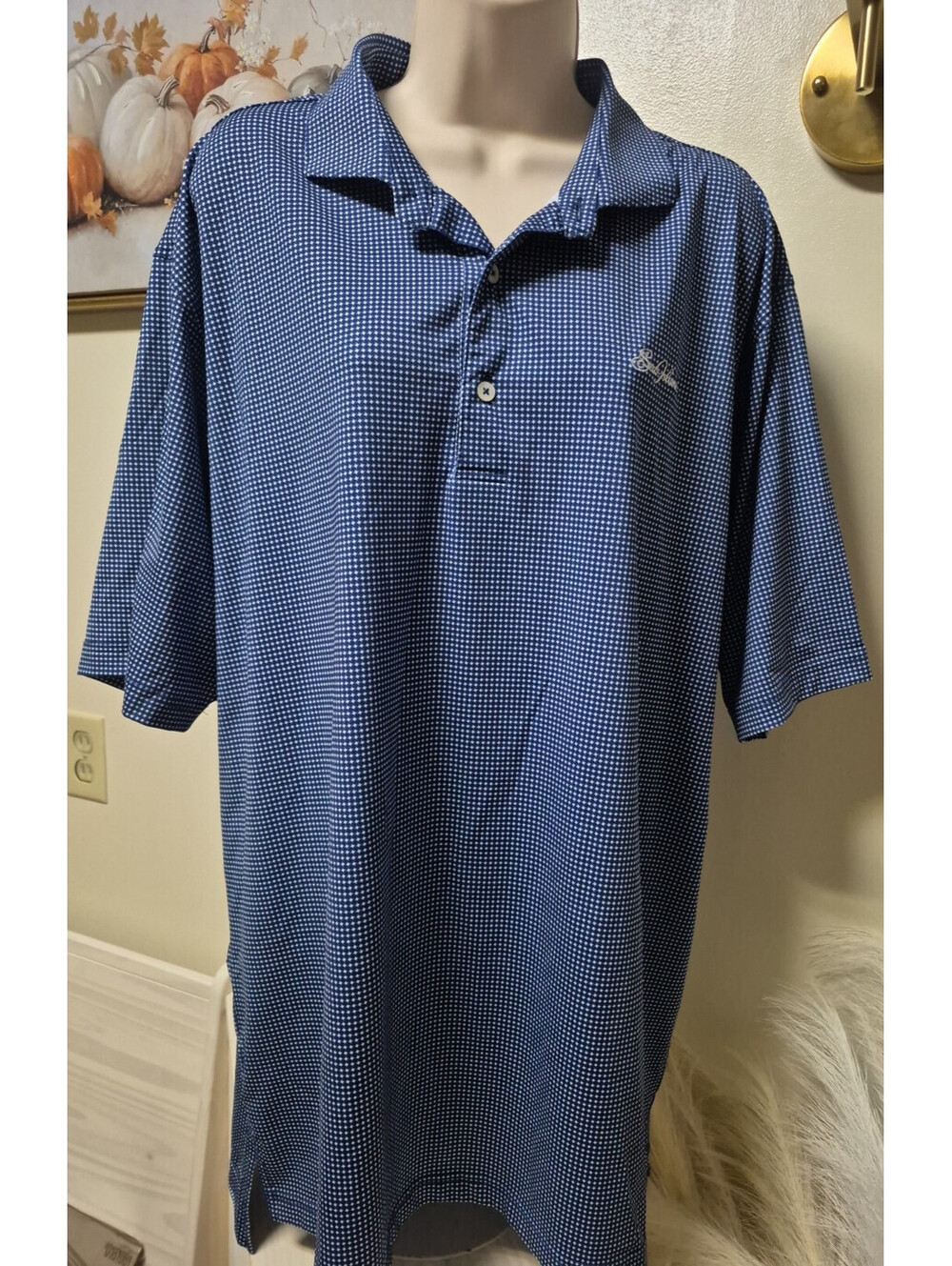Turtleson Men’s XL navy Blue & White Performance Polo ~ Sea Island Golf, Georgia